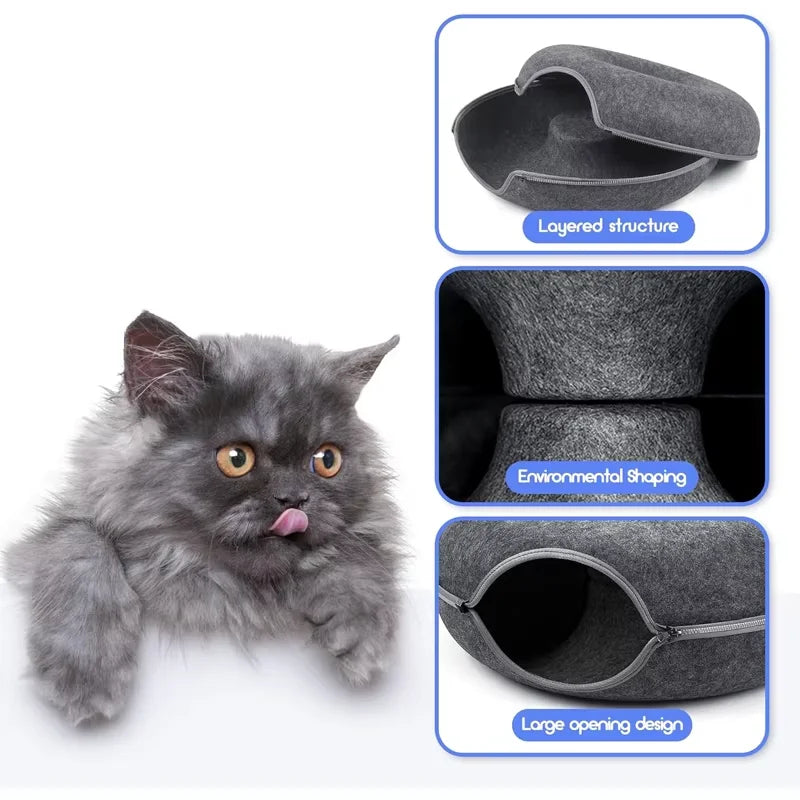 Felt Donut Cat Tunnel Bed